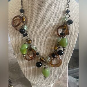 RARE Jade Glass & Lucite Adjustable Necklace Mid Century Miriam Haskell 1960’s